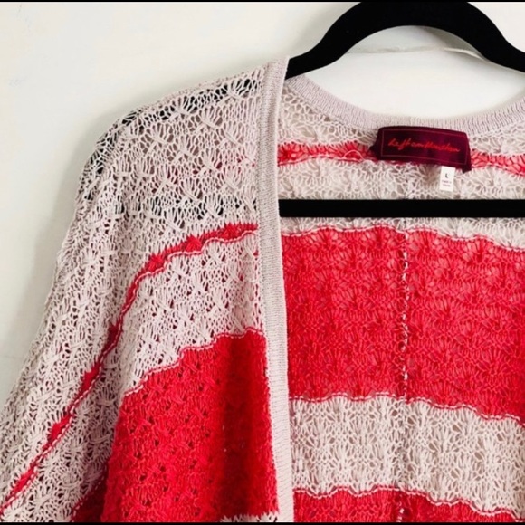 Left Houston Woven Cardigan Striped Silk Linen L - Picture 2 of 4